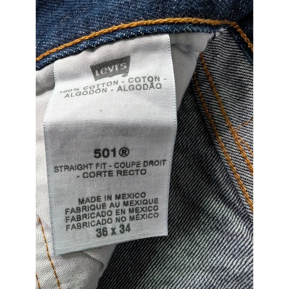Levis 501 Cut Off Shorts Mens 36 Blue Button Fly Denim Jeans Dark Wash Frayed